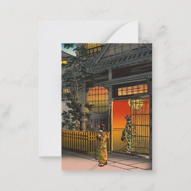 Tsuchiya Koitsu - Side Street Araki i Yotsuya Anteckningskort (Framsida)