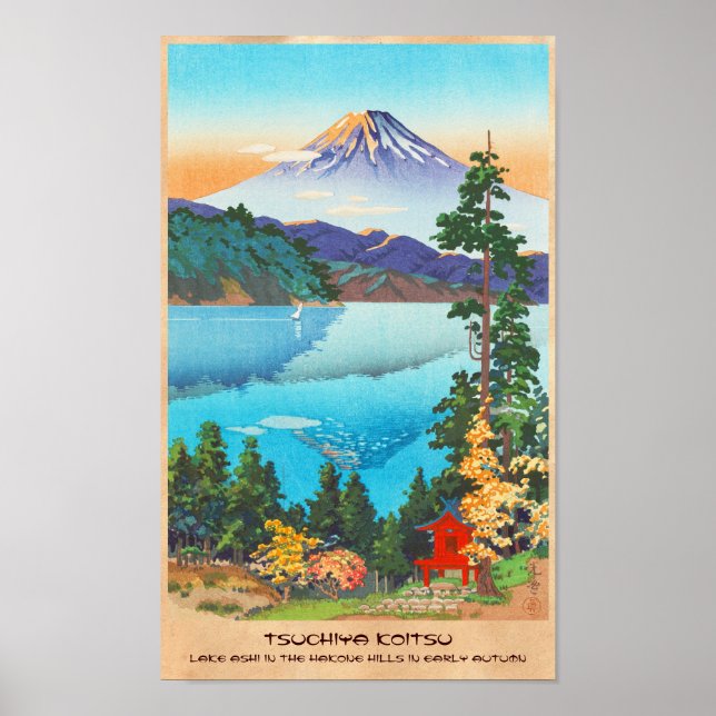 Tsuchiya Koitsu Sjö Ashi i Hakone Backe Poster (Framsidan)