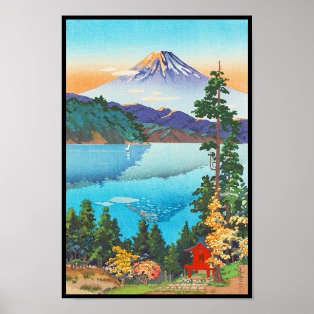 Tsuchiya Koitsu Sjö Ashi i Hakone Backe Poster (Framsidan)