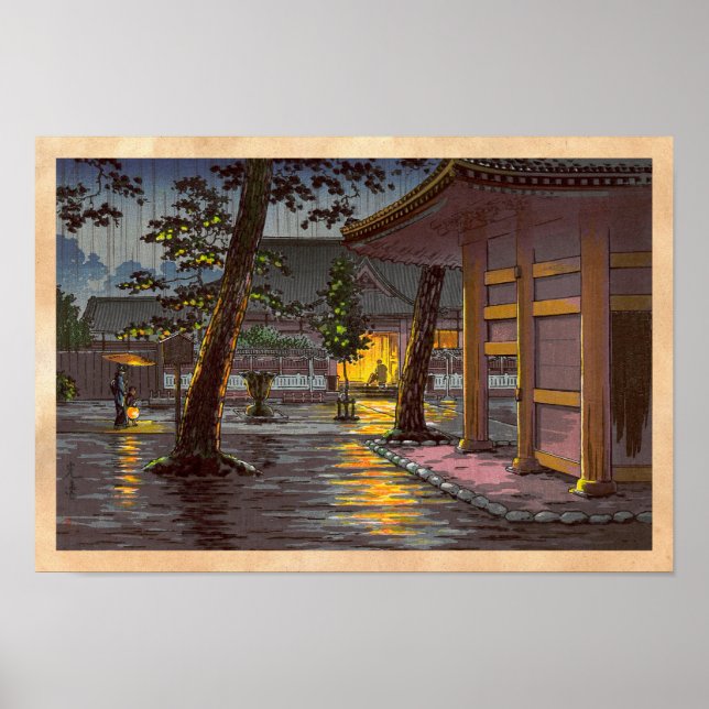 Tsuchiya Koitsu Sketches Takanawa Sengakuji Temple Poster (Framsidan)