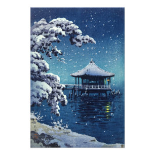 Tsuchiya Koitsu-Snö om Ukimido i Katada Fototryck