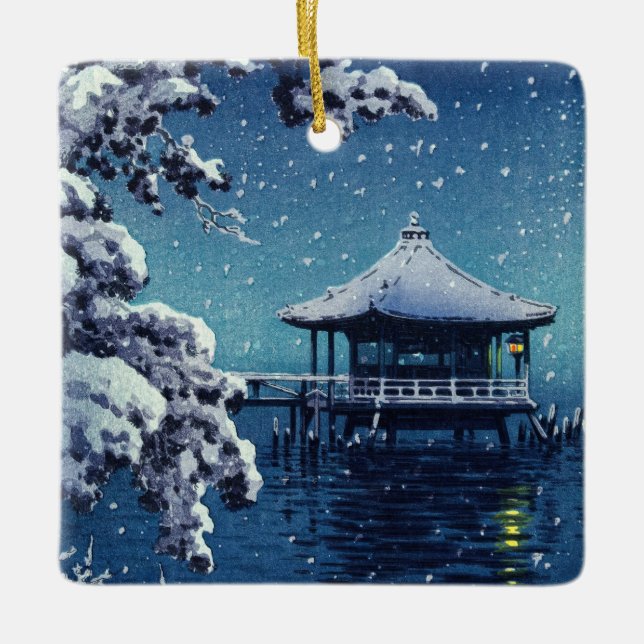 Tsuchiya Koitsu-Snö om Ukimido i Katada Julgransprydnad Keramik (Framsida)