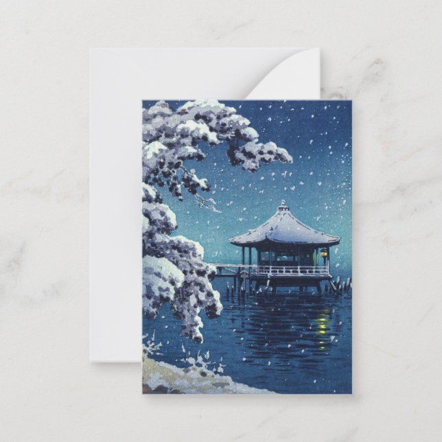 Tsuchiya Koitsu - Snö på Ukimido i Katada Anteckningskort (Framsida)