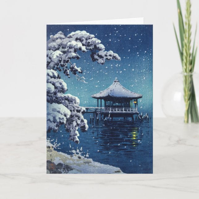 Tsuchiya Koitsu - Snö på Ukimido i Katada Kort (Framsida)