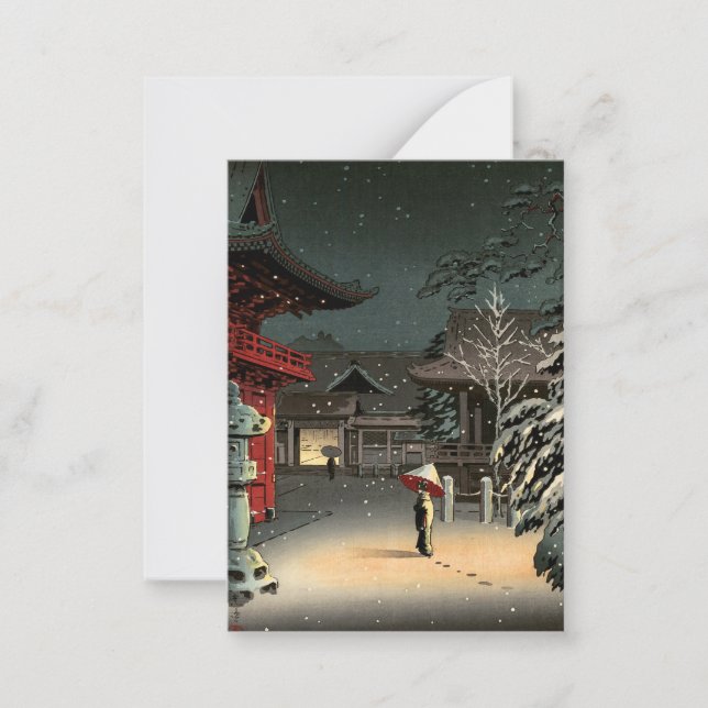 Tsuchiya Koitsu - Snö vid Nezu-helgedomen Anteckningskort (Framsida)
