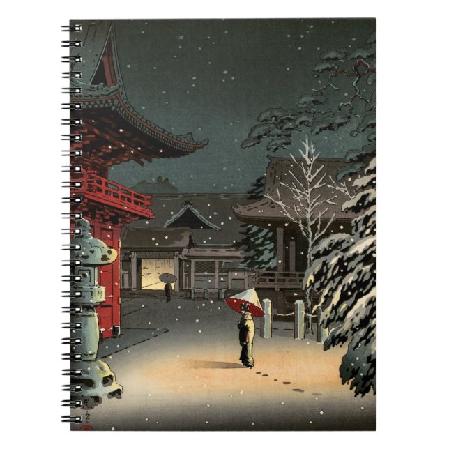 Tsuchiya Koitsu - Snö vid Nezu Shrine Anteckningsbok (Framsidan)