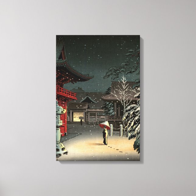 Tsuchiya Koitsu - Snö vid Nezu Shrine Canvastryck (Framsida)