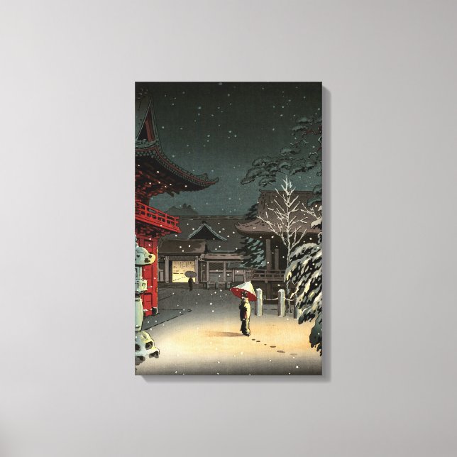 Tsuchiya Koitsu - Snö vid Nezu Shrine Canvastryck (Framsida)