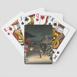 Tsuchiya Koitsu - Snö vid Nezu Shrine Casinokort