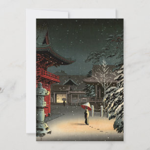 Tsuchiya Koitsu - Snö vid Nezu Shrine Inbjudningar