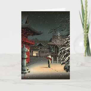 Tsuchiya Koitsu - Snö vid Nezu Shrine Kort