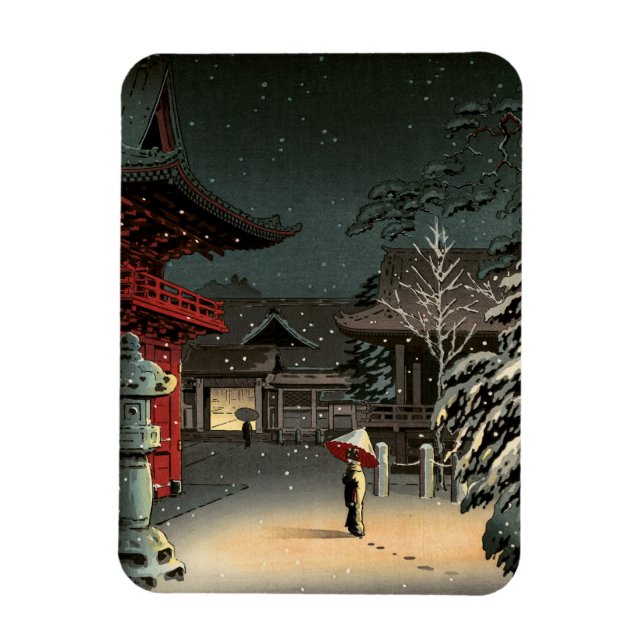 Tsuchiya Koitsu - Snö vid Nezu Shrine Magnet (Vertikal)