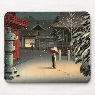 Tsuchiya Koitsu - Snö vid Nezu Shrine Musmatta
