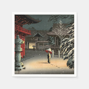 Tsuchiya Koitsu - Snö vid Nezu Shrine Pappersservett