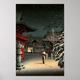 Tsuchiya Koitsu - Snö vid Nezu Shrine Poster