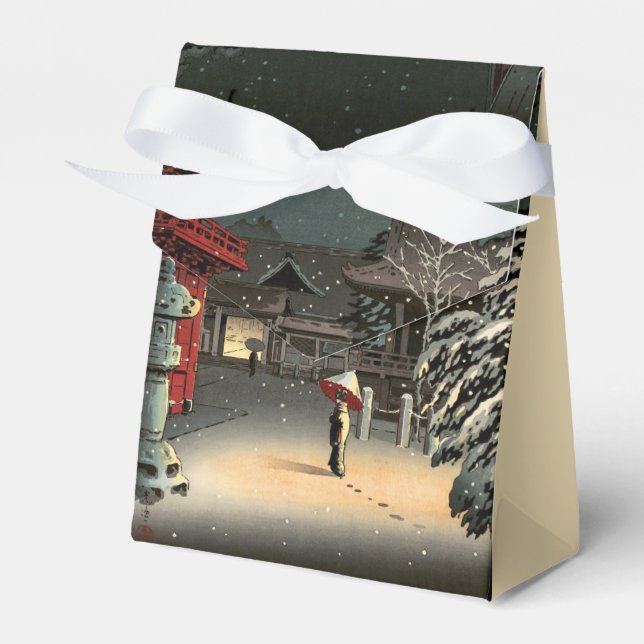 Tsuchiya Koitsu - Snö vid Nezu Shrine Presentaskar (Framsidan Sidan)