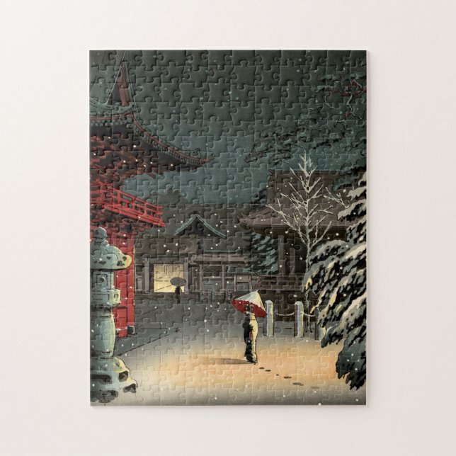 Tsuchiya Koitsu - Snö vid Nezu Shrine Pussel (Vertikal)