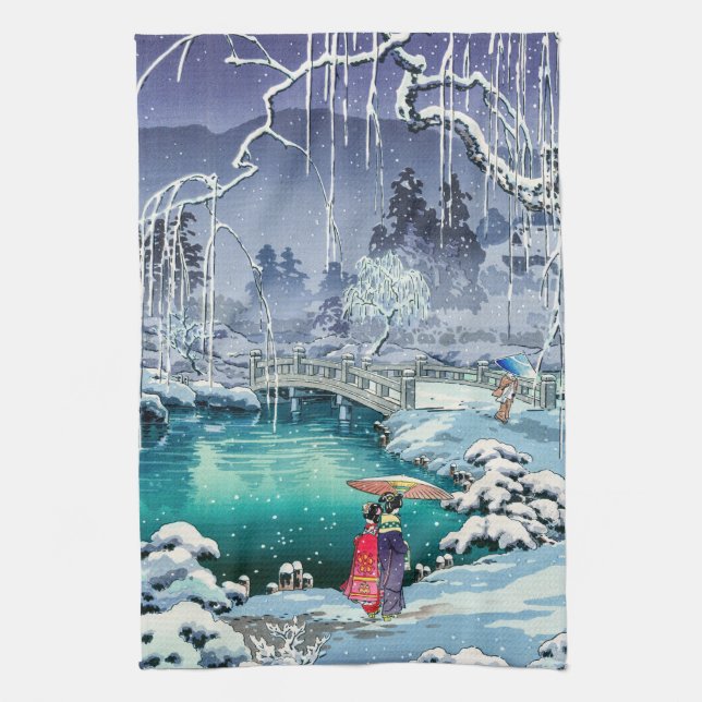 Tsuchiya Koitsu - Vår Snö vid Maruyama Kökshandduk (Vertikal)