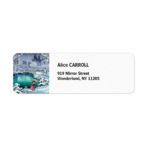 Tsuchiya Koitsu - Vår Snö vid Maruyama Returadress Etikett