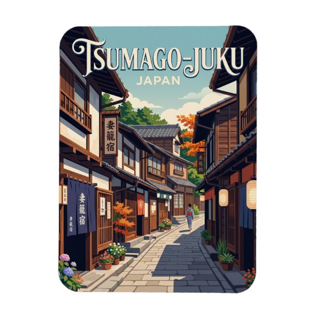 Tsumago, Japan, gränd Japan Magnet (Vertikal)