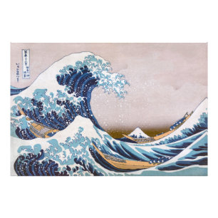Tsunami Den stora vågen vid Kanagawa Japan av Hoku Fototryck