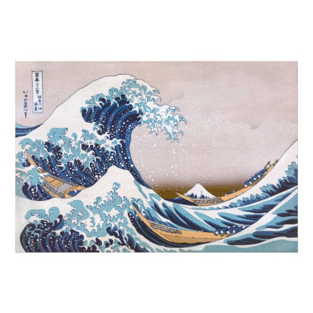 Tsunami Den stora vågen vid Kanagawa Japan av Hoku Fototryck (Framsidan)