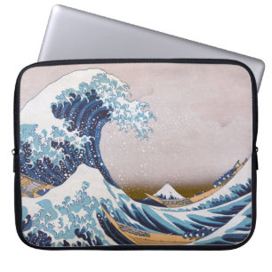 Tsunami Den stora vågen vid Kanagawa Japan av Hoku Laptop Fodral