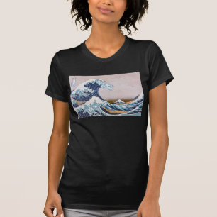 Tsunami Den Stora Vågen vid Kanagawa Japan av Hoku T Shirt