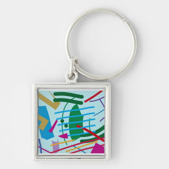 Tsunami Fyrkantig Silverfärgad Nyckelring (Framsidan)