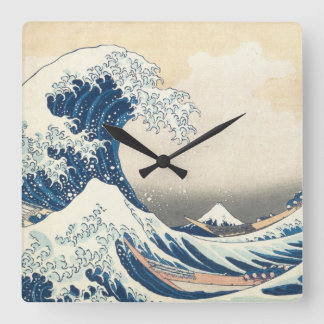Tsunami Japanska vågmålning Fyrkantig Klocka