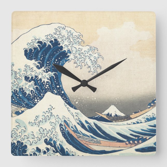 Tsunami Japanska vågmålning Fyrkantig Klocka (Framsida)
