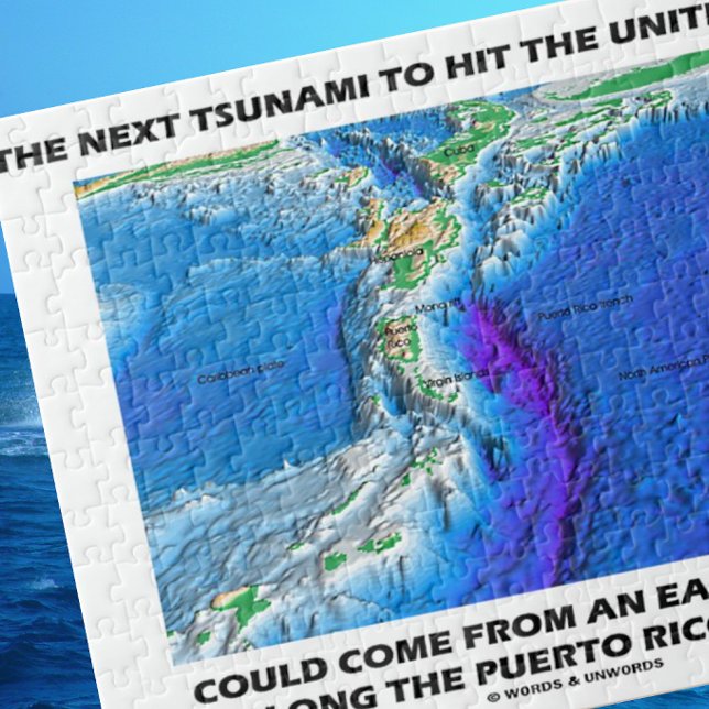 Tsunami Puerto Rico Trench (Plate Tectonics Earth) Pussel (Jigsaw puzzle for any geographer or earth scientist highlighting our dynamic Earth)