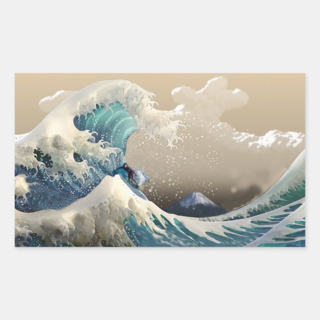 tsunami surf rektangulärt klistermärke (Framsida)