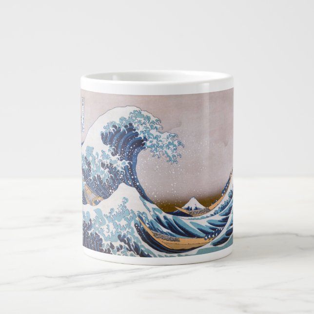 Tsunami Underbar Wave från Kanagawa Japan av Hokus Jumbo Mugg (Framsidan)