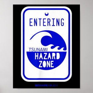 Tsunami Zon vägskylt, underbart persikor och scha Poster
