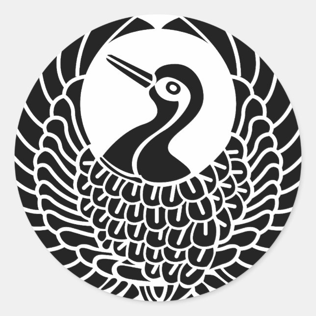 Tsuru-mon Runt Klistermärke (Framsida)