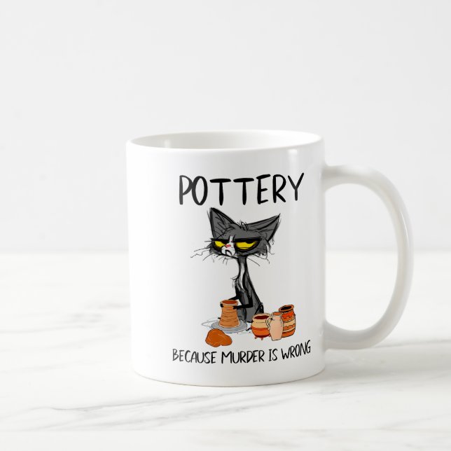 Ttery Because Murder Is Wrong Funny Cat Funny Tter Kaffemugg (Höger)