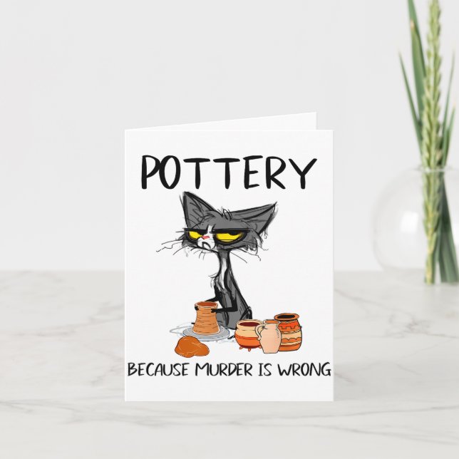 Ttery Because Murder Is Wrong Funny Cat Funny Tter Kort (Framsida)