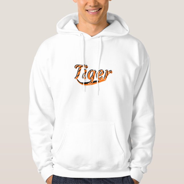 Ttigerdesign på en vit hodie hoodie (Framsida)