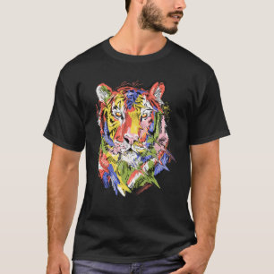 Ttigerfärgade teckningar i djur älskare t shirt
