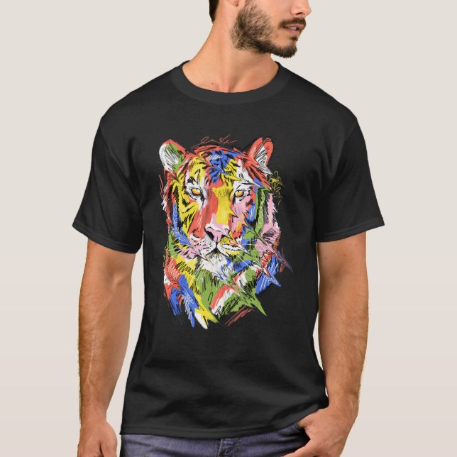 Ttigerfärgat djurart djur älskare tiger_2 t shirt (Framsida)