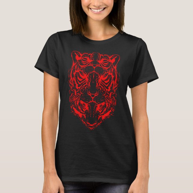 Ttigeroptisk bild av tre trikåverk t shirt (Framsida)