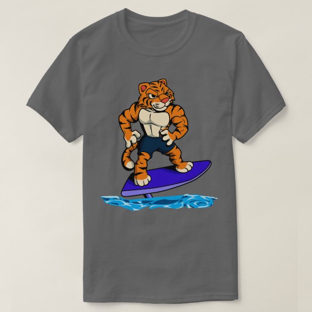Ttigersurfer på hydrofolie surfboard t shirt (Design framsida)