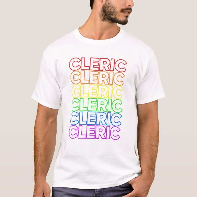 TTRPG Cleric Class Rainbow LGBT-Pride T Shirt (Framsida)