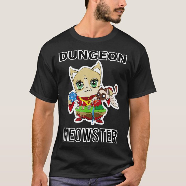 TTRPG Dungeon Meowster T Shirt (Framsida)