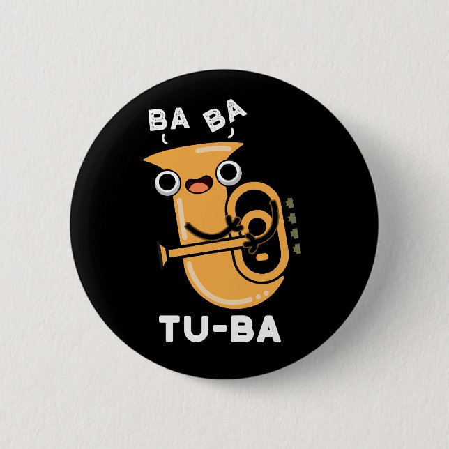 Tu-ba Funny Tuba Puns Mörk BG Knapp (Framsida)