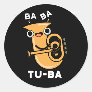 Tu-ba Roliga Tuba-ordlekar Mörk BG Runt Klistermärke