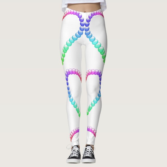 Tu B'Av ט״ו באב shiny rainbow heart Leggings (Framsida)