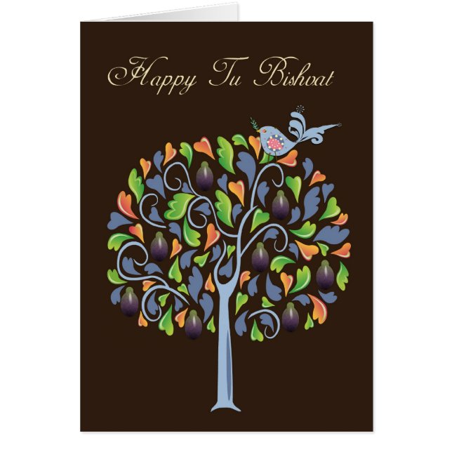 Tu Bishvat - den Figträd och fågeln - kort för Tu (Framsidan)