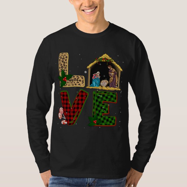Tu Leopard Plade jultomatistume Jesus T Shirt (Framsida)